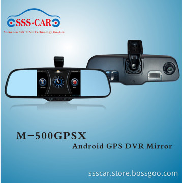Android Smart Rearview Mirror GPS with Dual Lens 1080P Car DVR